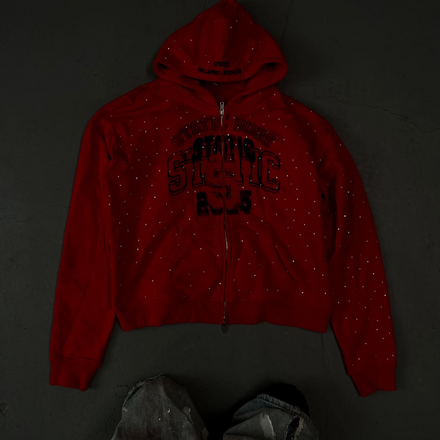 STATIC RED RHINESTONE HOODIE