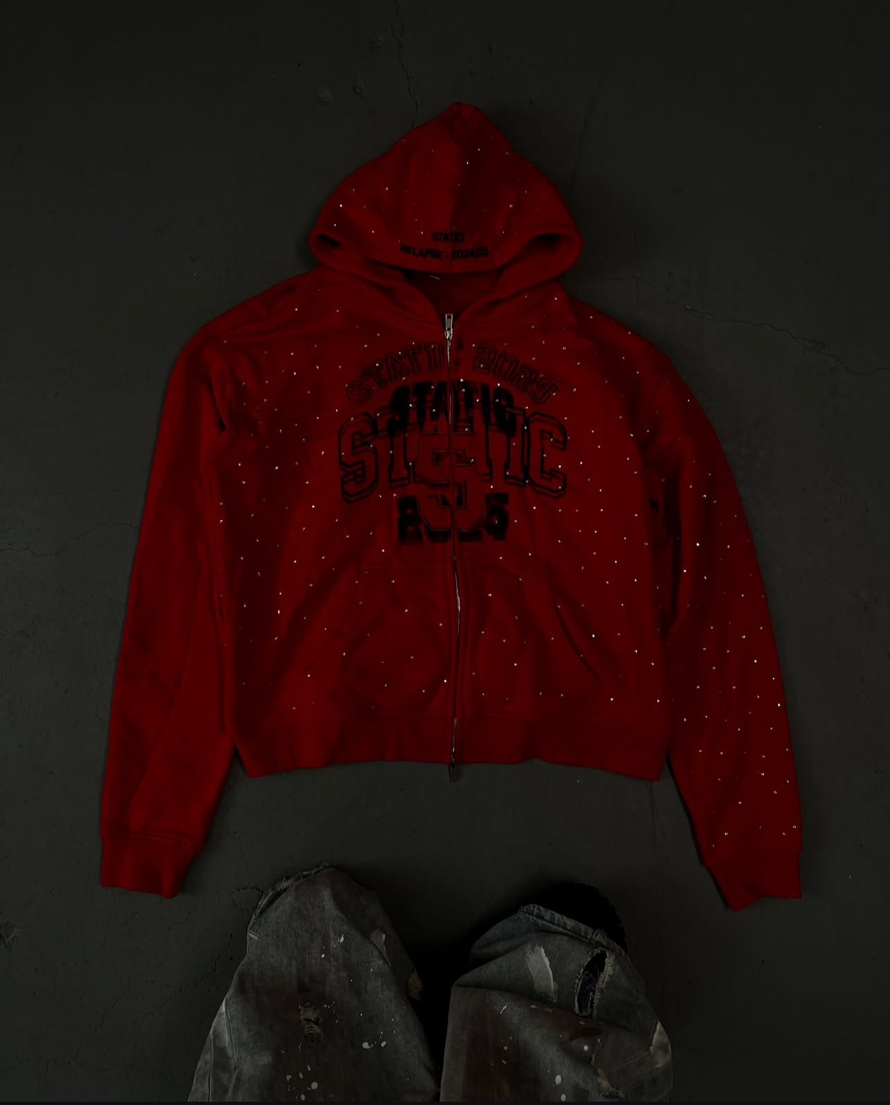 STATIC RED RHINESTONE HOODIE