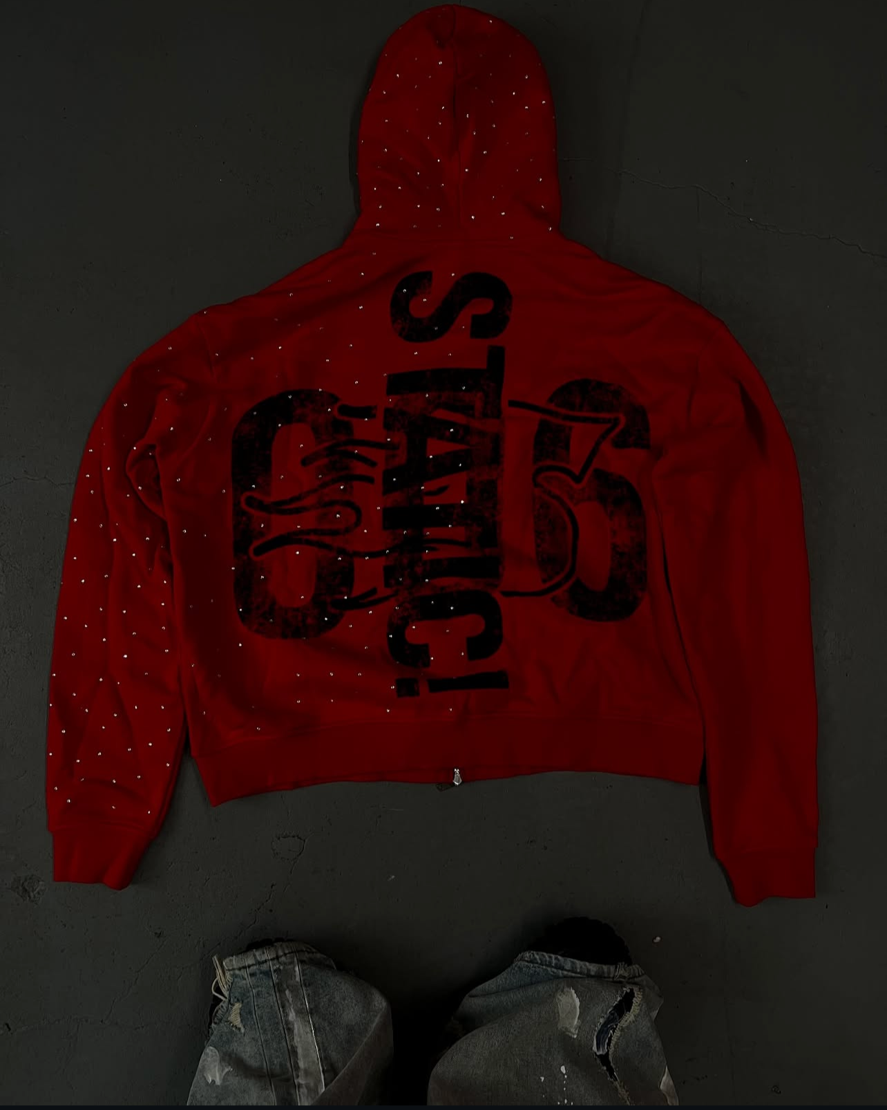 STATIC RED RHINESTONE HOODIE