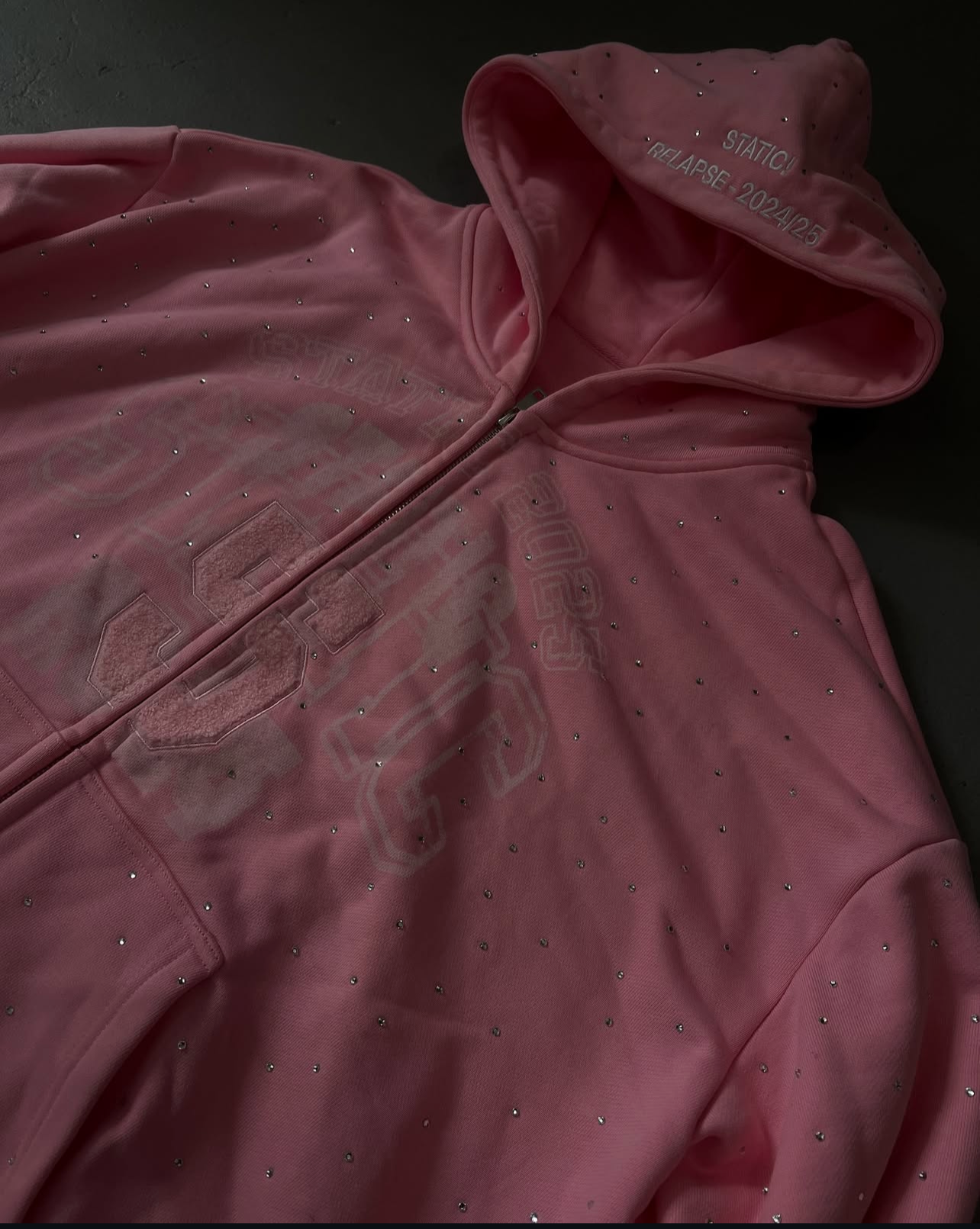 PINK RHINESTONE STATIC RELAPSE HOODIE