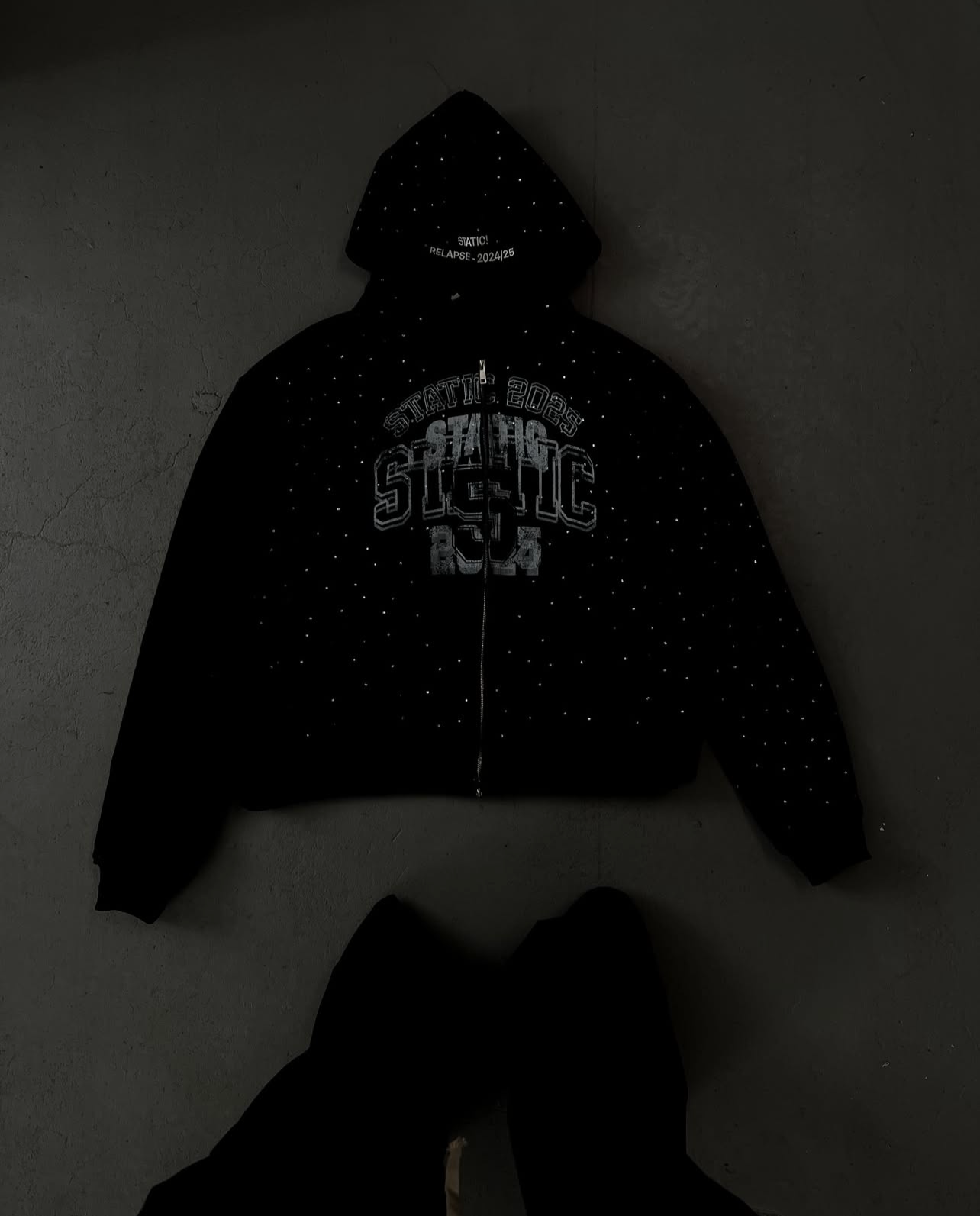 BLACK RHINESTONE HOODIE