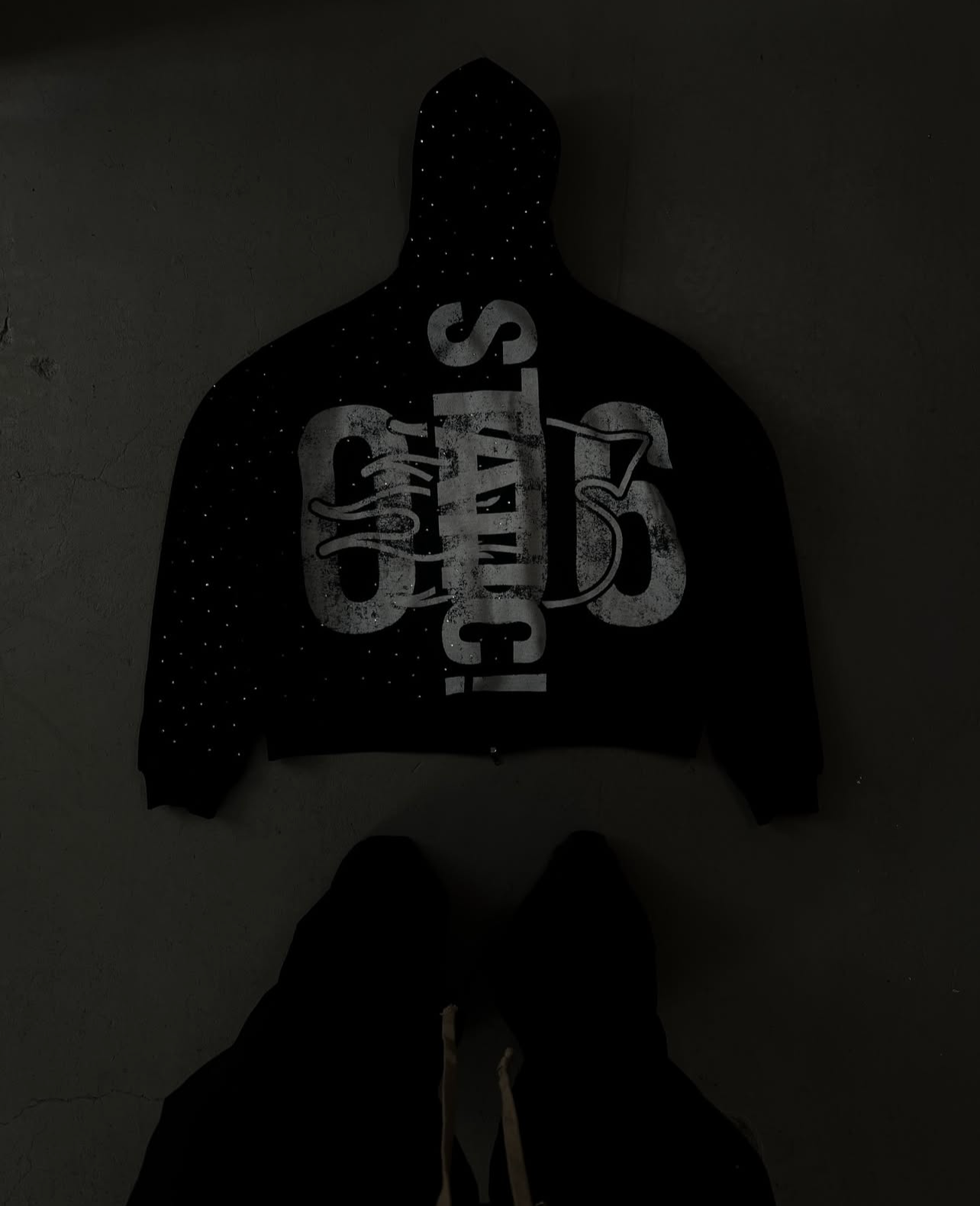 BLACK RHINESTONE HOODIE