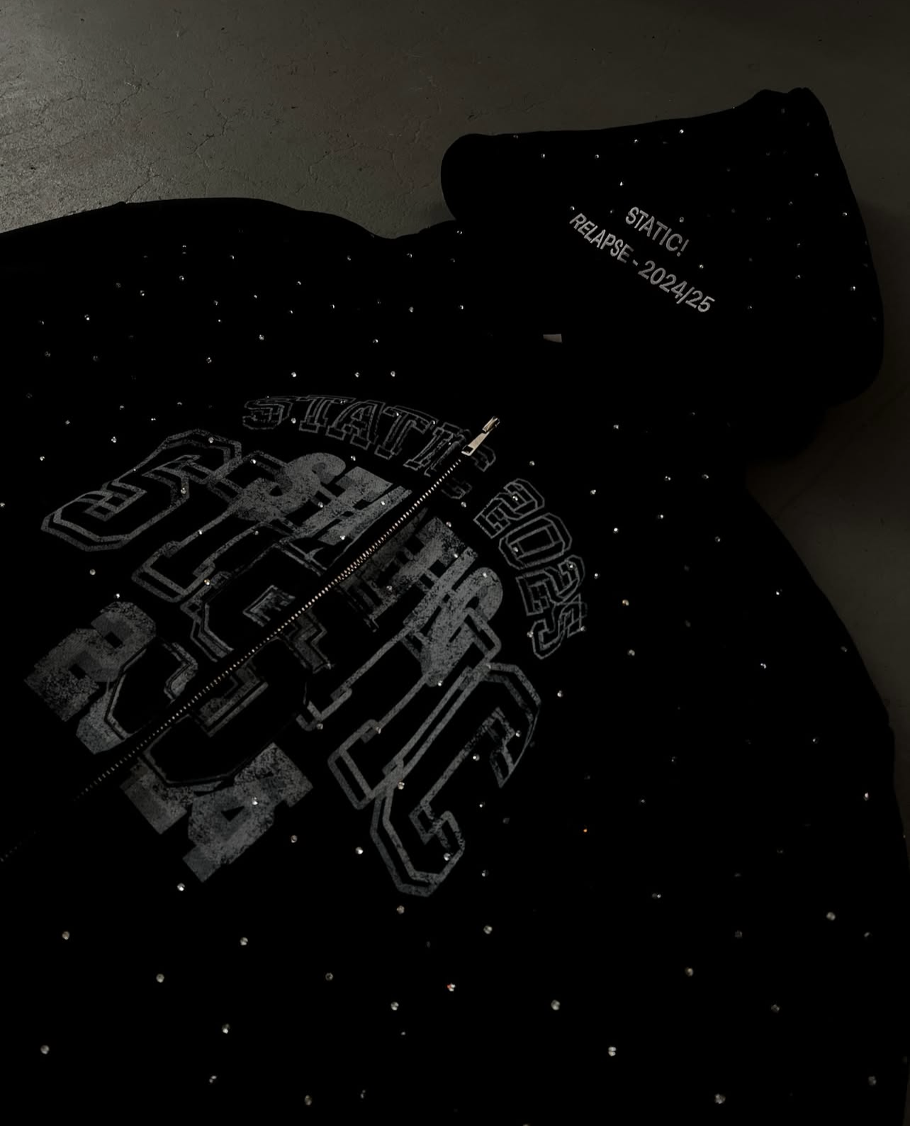 BLACK RHINESTONE HOODIE