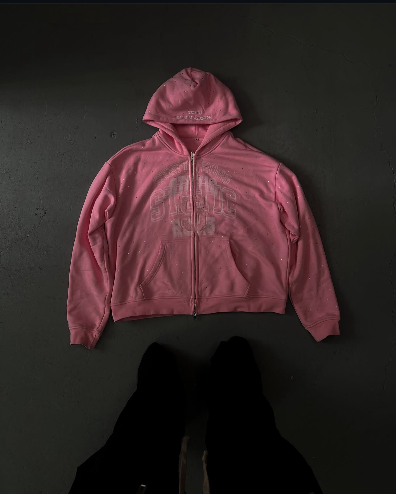 PINK RHINESTONE STATIC RELAPSE HOODIE
