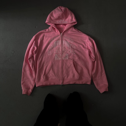 PINK RHINESTONE STATIC RELAPSE HOODIE