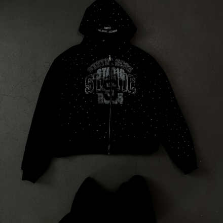 BLACK RHINESTONE HOODIE